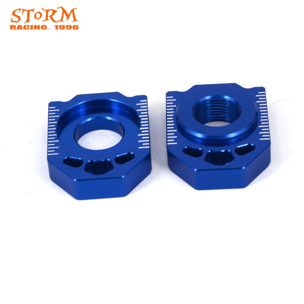 Motorcycle CNC Blue Axle Block Chain Adjuster For HUSQVARNA TC85 TC125 TC250 TE125-TE300 FC250 FC350 FC450 FE250-FE501