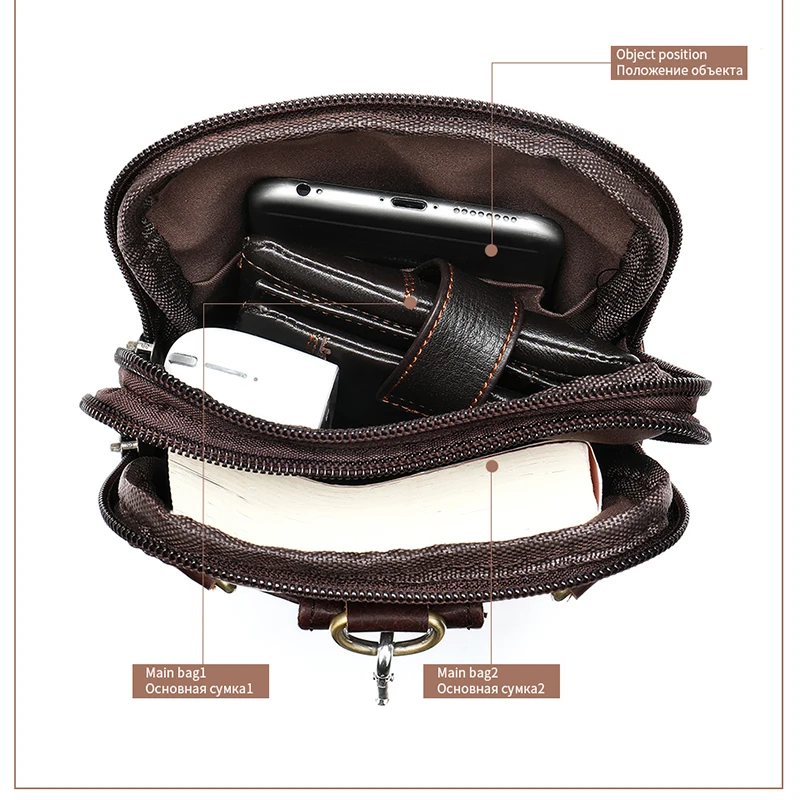 MVA Male Fanny Pack Belt Bag Men‘s Waist Bag Phone Pouch Bags Genuine Leather man Waist Packs Leather Pouch Travel Waists Pack