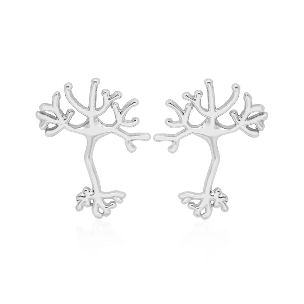 Oly2u Fashion Neuron Earrings for Women Anatomy Neuron Stud Earrings Life Tree Biology gift for men girl