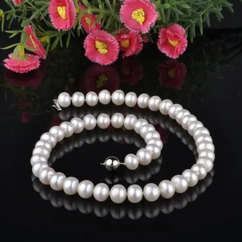 

Promotion CHEAP SALE FREE SHIPPING 100% Genuine Freshwater 8-10mm Big Size Pearl Necklace Fashion Accessory Nice Bridal Jewelry