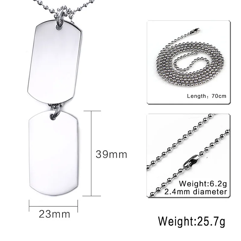 Vnox Stainless Steel Double Dog Tag Necklace for Men High Polished Pendant ID Men Jewelry 24\