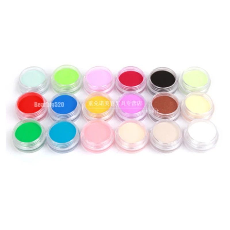 18 Colors 3D Nail Art DIY Sculpture Carving Acrylic Powder Tips Set Use With Acrylic Liquid