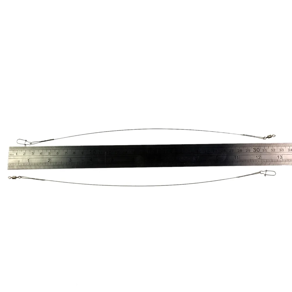 60pcs 25cm Fishing Lines Steel Wire Leader With Rolling Swivels 32cm 35lb Multi-Lock Snap Fishing Wires Leadcore Leash