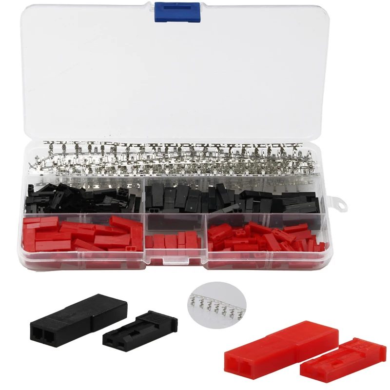 

YT 600PCS/Set Red/Black Dupont Terminals 2.54mm Male/Female Jumper Header Housing Connector Electrical Wire Butt Connector Kit