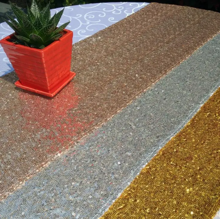 

30*180cm Table Runner Sequin Runners Multi Pure Color High Density Table Cover For Hotel Wedding Banquet Decoration Runners