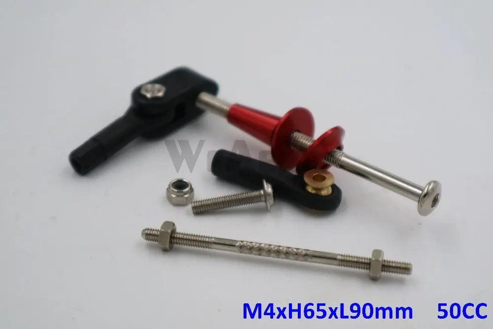 Aluminum Control Horn Assembly for 50cc RC Airplane (M4xH65xL90mm)
