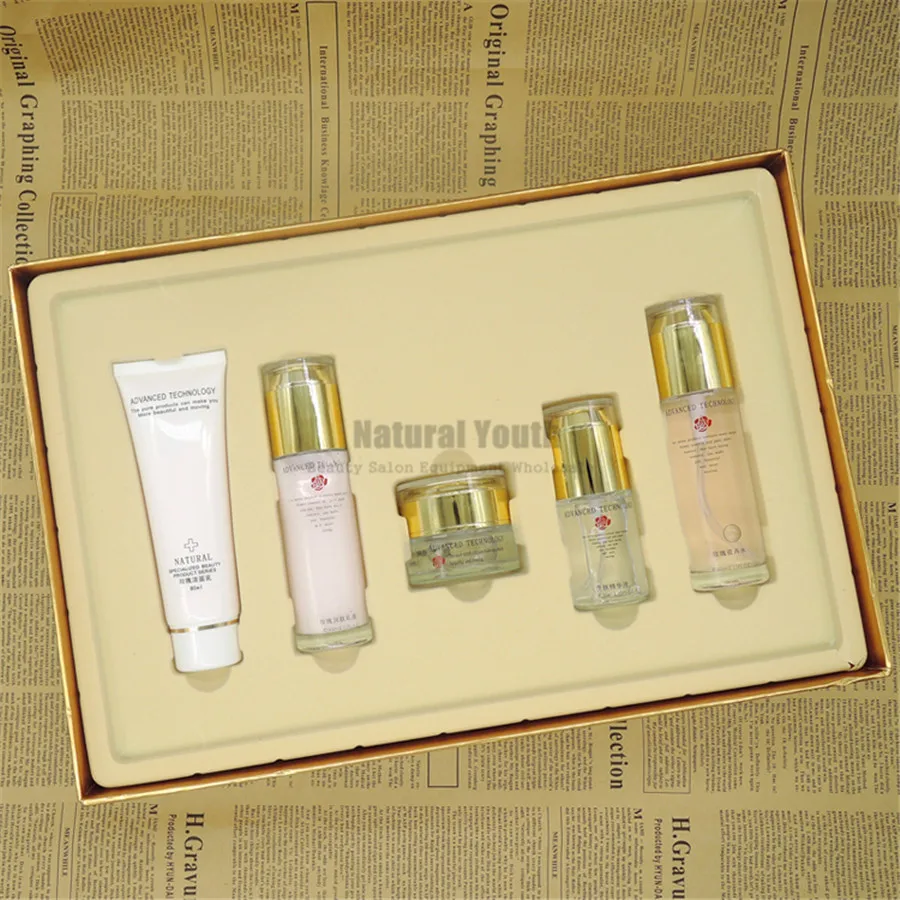 Rose Sensitive Skin Relax Brightening Moisturizing Essence Day Cream Cosmetics Skin Care Kit 5pcs Set