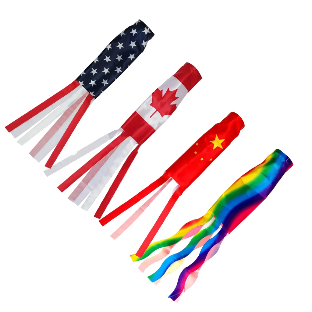 Polyester fabric Flag Windsock Includes Hanging Ropes Patriotic Wind Sock
