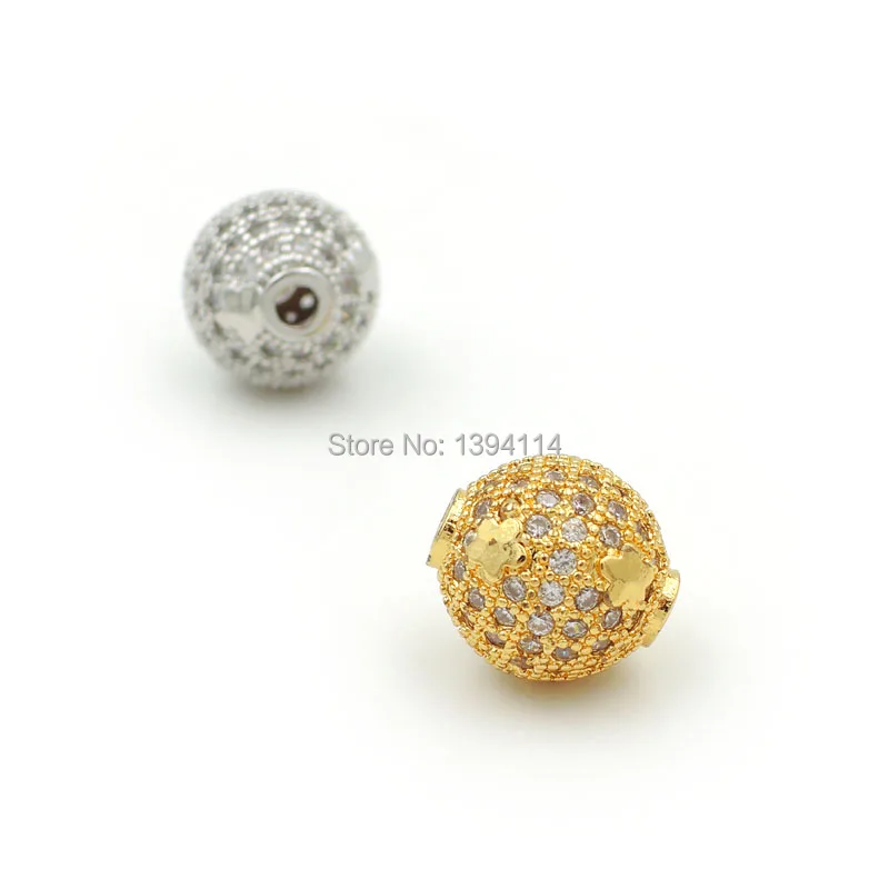 10mm Micro Pave Clear CZ Round Of Stars Relief Beads Fit For Making DIY Bracelets Or Necklaces Jewelry