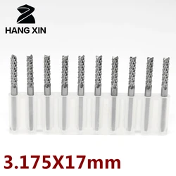 3.175mm * 17mm Tungsten karbür cnc PCB kesici End mill Mısır kesici CNC router Döner Burst Set Mısır kesici PCB Yönlendirici