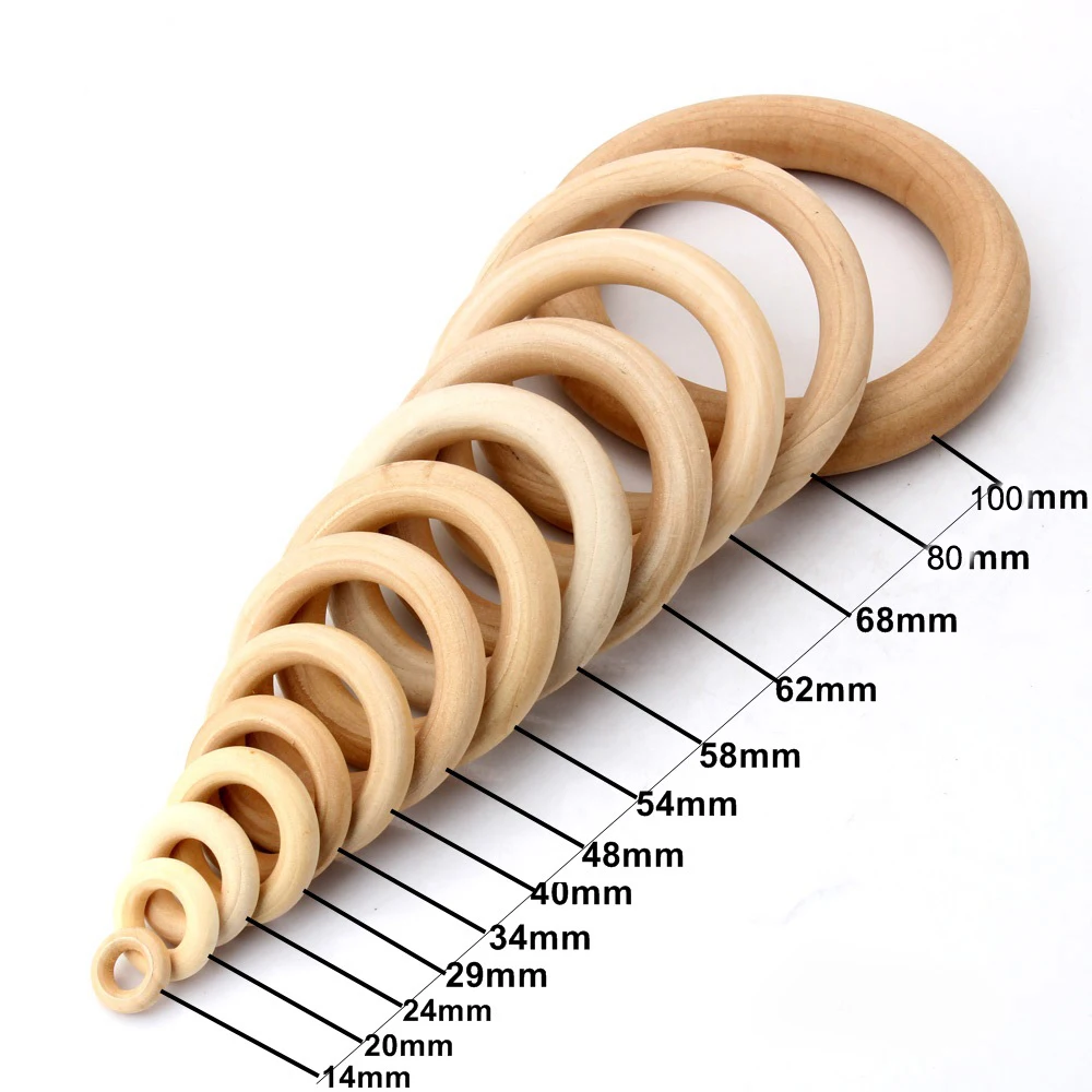 Olingart 15-100mm size mixed Hemu wooden unfinished Ring natural children's toys DIY Organic Eco-friendly jewelry Making