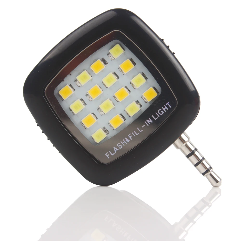 LED Flash lumière de remplissage 16 LED pour iPhone IOS Android 3.5mm Smartphone Portable téléphone Portable caméra Rechargeable Mini