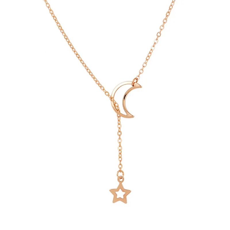 New Moon Star Women\'s Necklace Minimalist Clavicle Necklaces Pendant Necklaces For Girls Bijoux Fashion Jewelry Wholesale