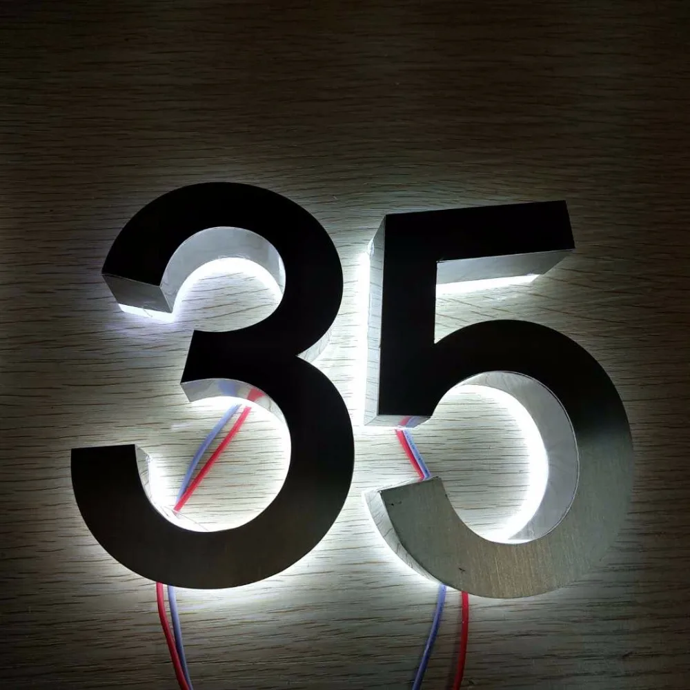 Waterdichte Light Sign Rvs 3D Led Illumilous Licht Huis Nummers Adres Nummers Led Deur Plaat