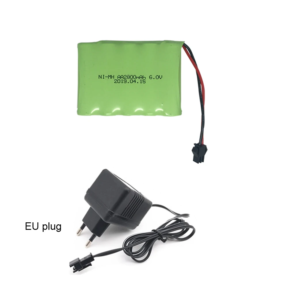 

6v 2800mah AA NI-MH M Battery with charger High capacity electric toy battery for Remote control car ship robot SM-2P Plug