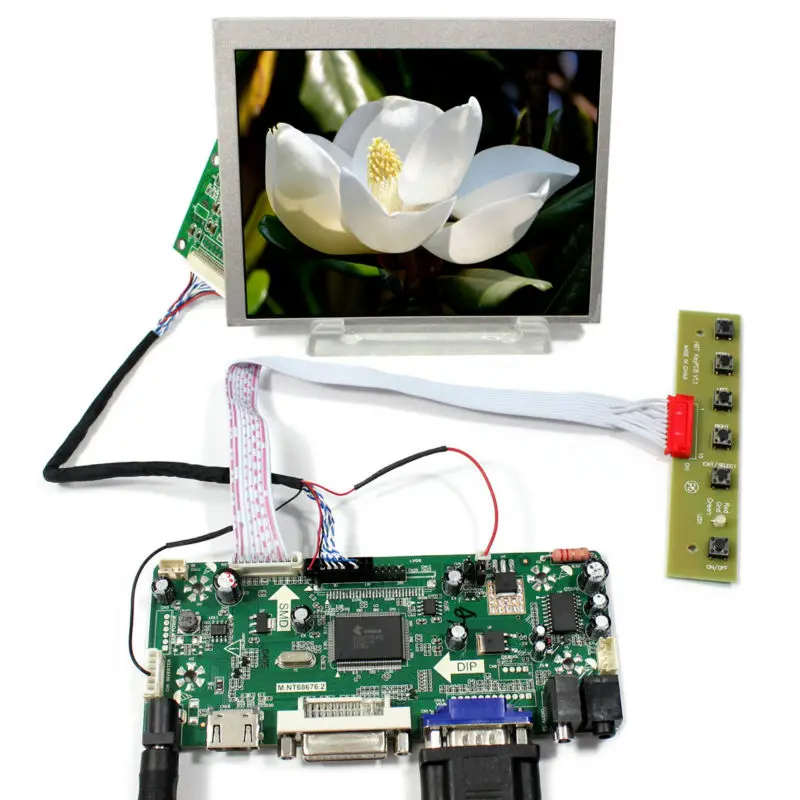 

HD MI VGA DVI Audio LCD Controller board M.NT68676 with 5inch AT056TN53 V1 640X480 lcd panel