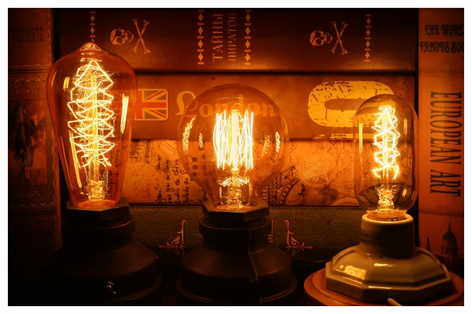 Edison Glühbirne E27 220V 40W ST64 A19 G80 G95 T10 T45 T185 Retro Filament Glühlampulle Birne Vintage Edison Lampen – Detail 9