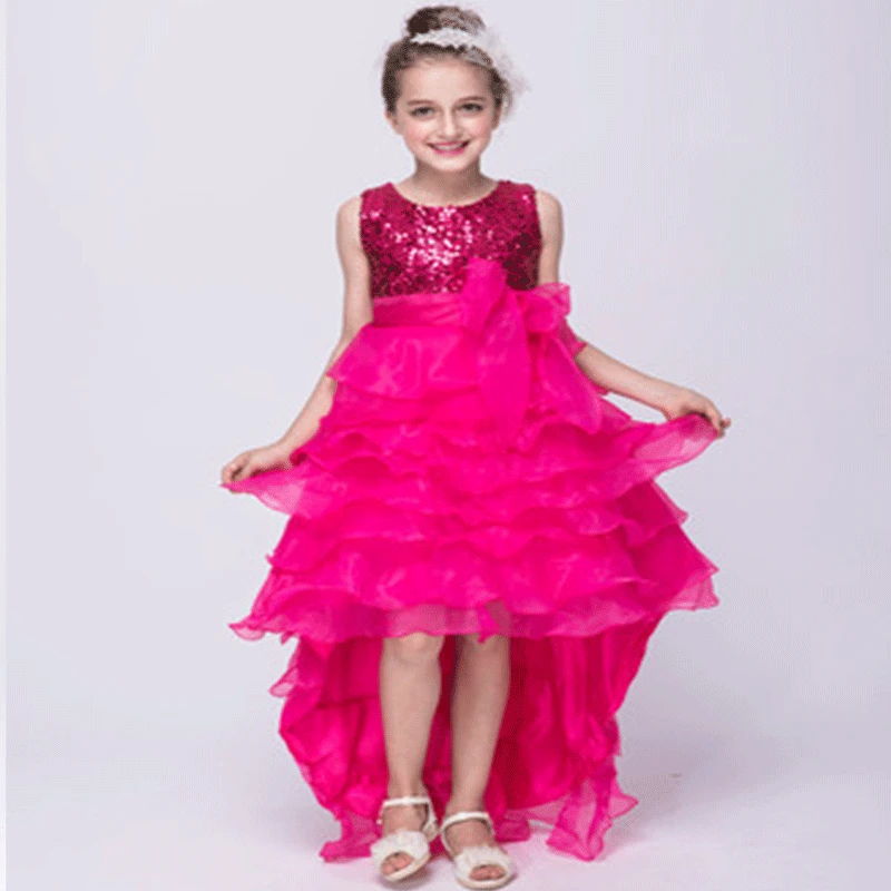 NEW Girl Paillettes Cake Trailing Abiti Da Sposa Flower Girl Dresses