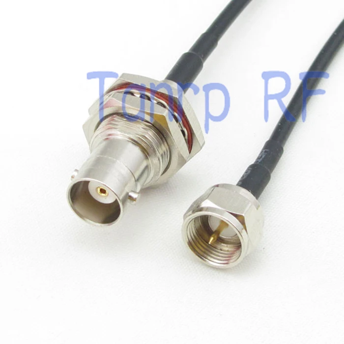 

10PC 6in BNC female with nut bulkhead to F male plug RF connector adapter 15CM Pigtail coaxial jumper cable RG174 extension cord