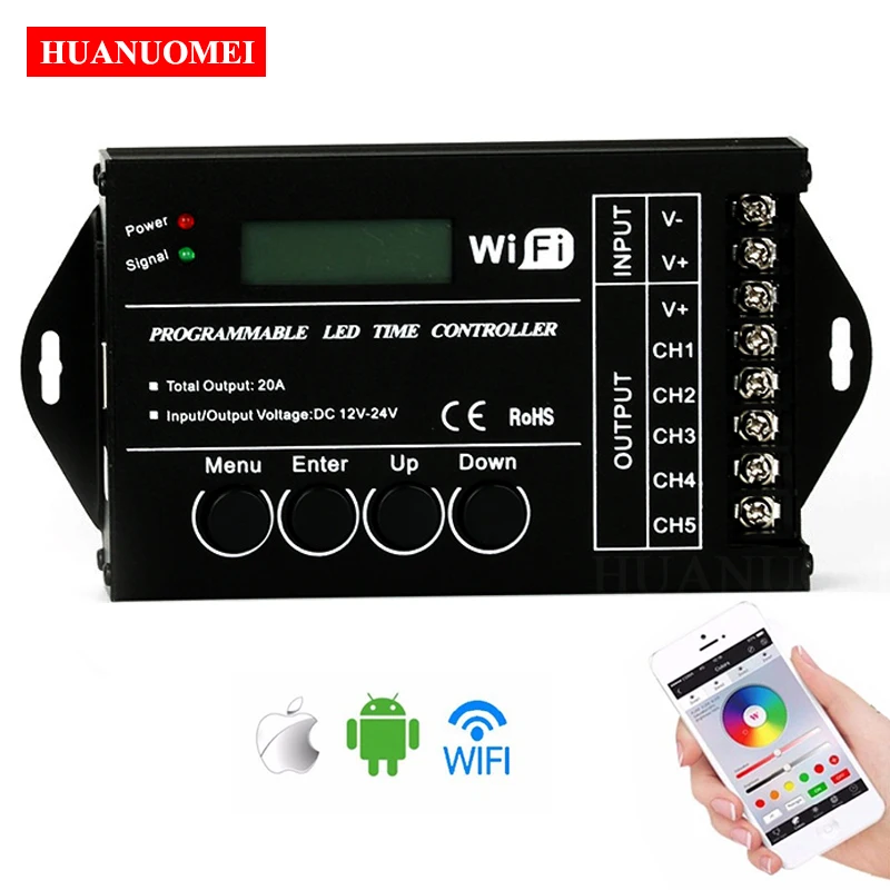 WiFi TC420 LED Time Controller Programmable RGB WiFi Dimmer Aquarium Lighting Timer Light Timer 12V ~24V DC 5Channels Max 20A