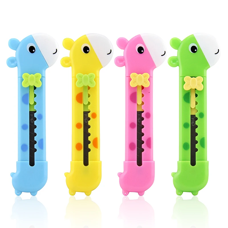 5 pcs/lot kawaii Giraffe Children Knife Students stationery Cute Paper Knife Creative Mini Paper Cutter office school supplies