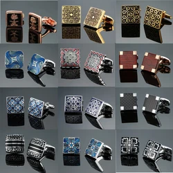 DY New luxury jewelry brand of high-grade mahogany carbon fiber retro pattern Cufflinks men's shirts Cufflinks