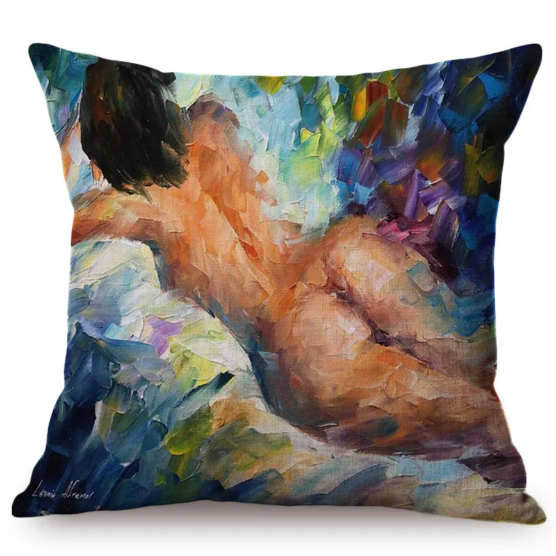 Sexy Abstract Oil Painting Pillow Cover Nordic Sexy Woman Ass Shows Perfect Body Decorative Museum Restaurant Sofa Cushion Cover