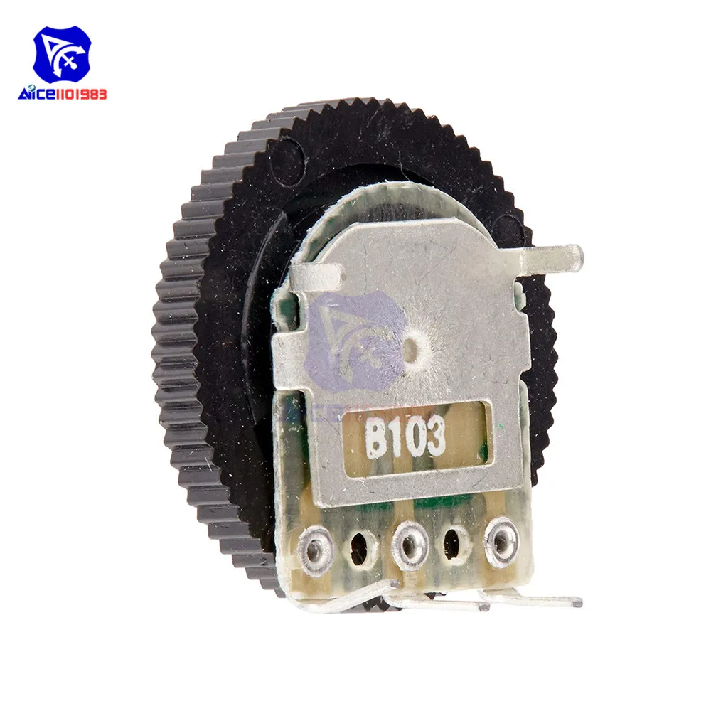 10PCS/Lot Volume Wheel Gear Potentiometer B103 10K Ohm 3-Pin Single Linear Dial Wheel Potentiometer Stereo Volume Level Control