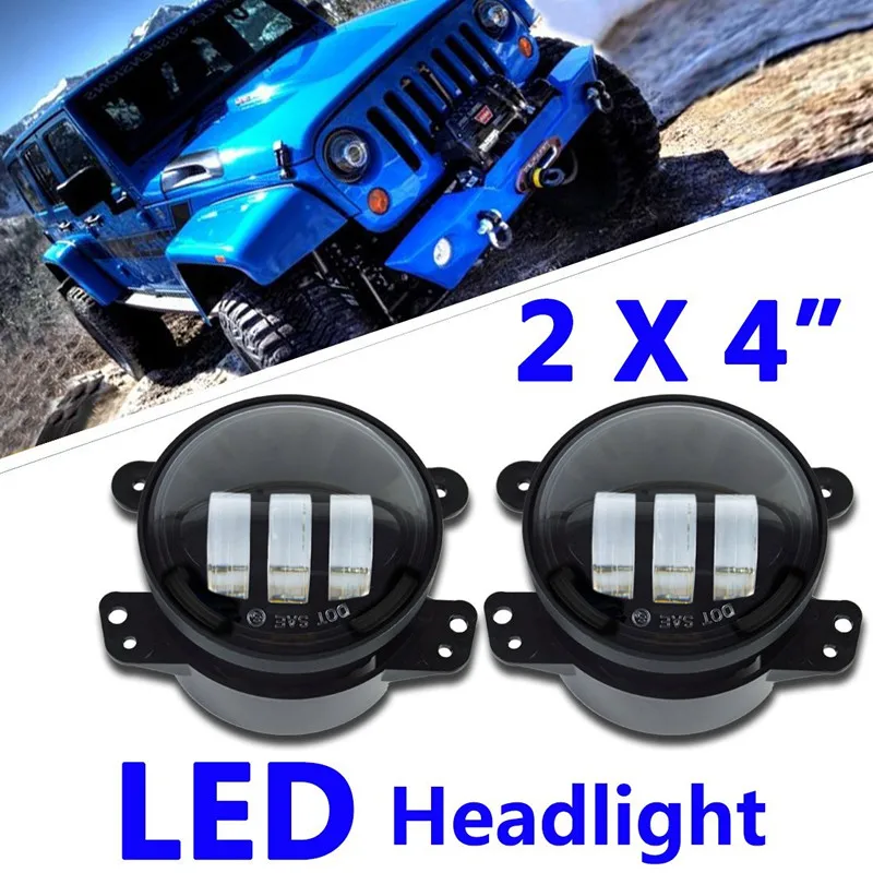 

2PCS 4 Inch LED Fog Lights for Jeep Wrangler JK Front Bumper Replacements 30W White LED Chip Driving Offroad Foglamps