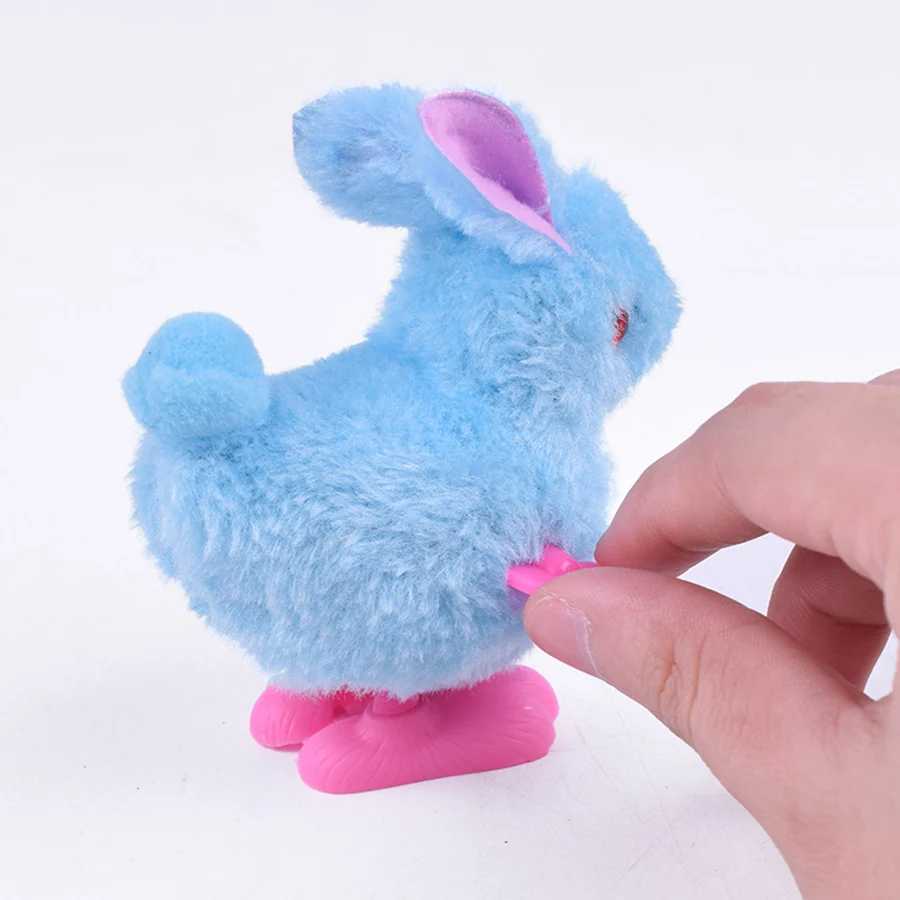 1Pcs Cute Plush Rabbit Wind Up Toy Random Color for Kids Baby Toys Cartoon Clockwork Jumping Walking Toy for Kids Children Gifts