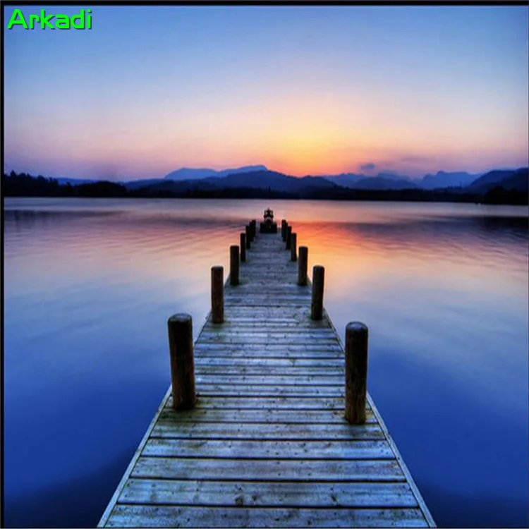 Nature Seaside Landscape Sunset Forest Wooden Bridge Photo Mural Living Room Bedroom Wallpaper Home Decor Custom Any Size