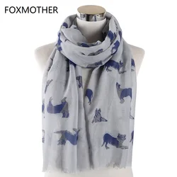 FOXMOTHER New Grey Pink German Shepherd Dog Scarf For Dog Lover women