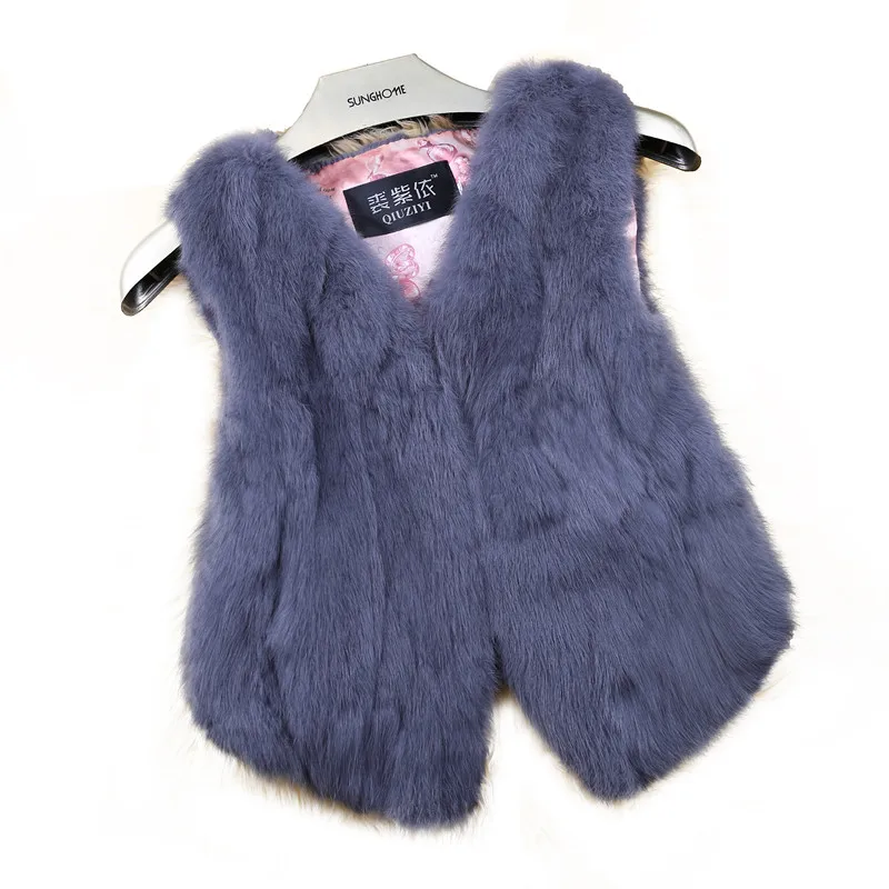 real rabbit fur vest 2022 New Winter Real Rabbit Fur vest Warm Soft Long Fur Coat Women Christmas Dress