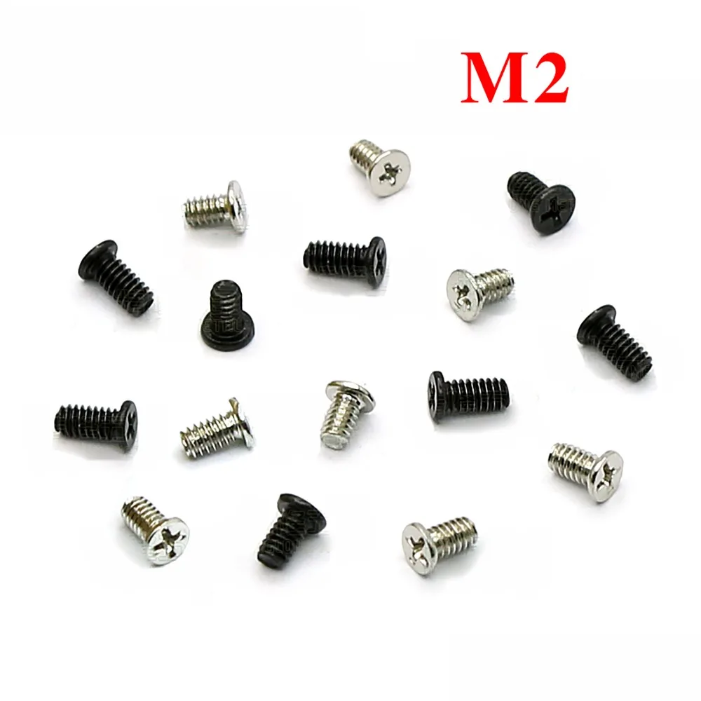 100Pcs M2 Carbon Steel Phillips Flat Thin Head Laptop Drive Screw Computer Repair Screw Harden Length 3/3.5/4mm