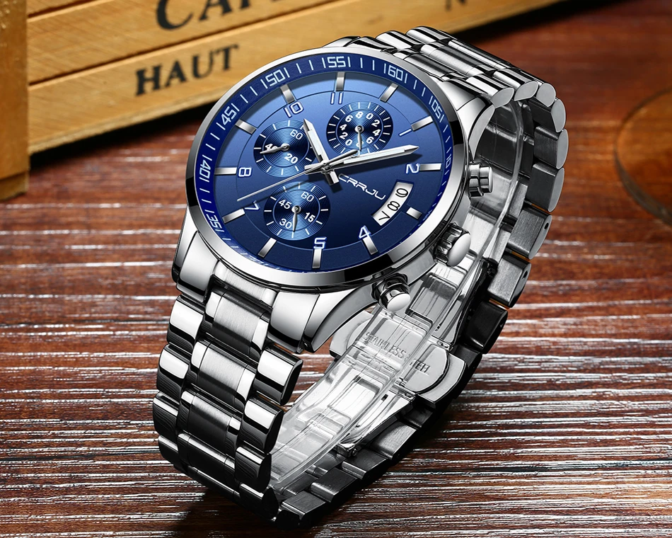 CRRJU Watch Luxury Business Men Sport orologi da polso al quarzo giappone movimento Business orologio in acciaio inossidabile per uomo erkek kol