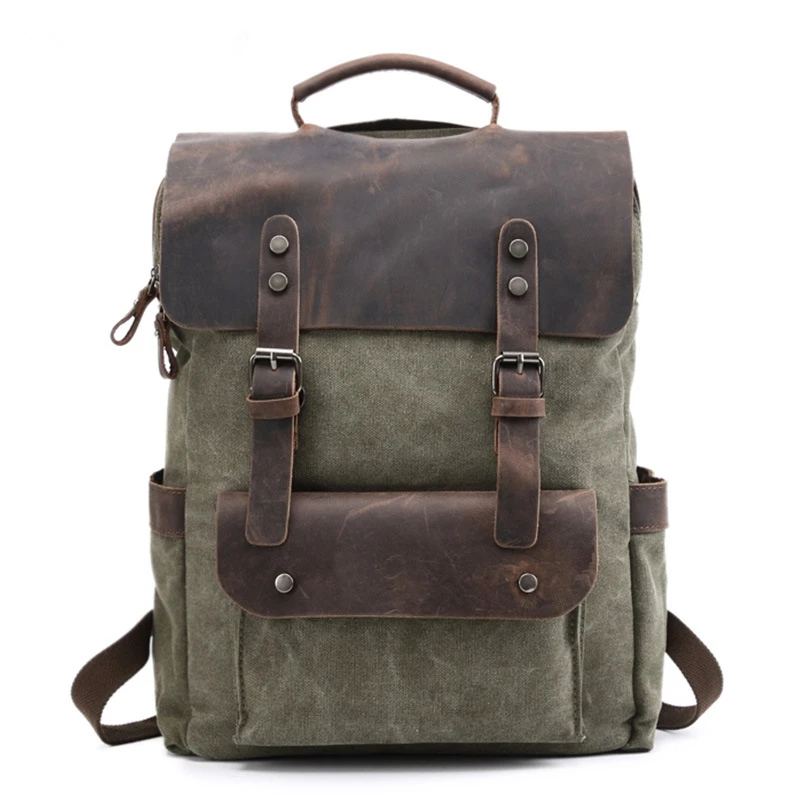 New Hot Europe Canvas Leather Backpacks Men Women 14\