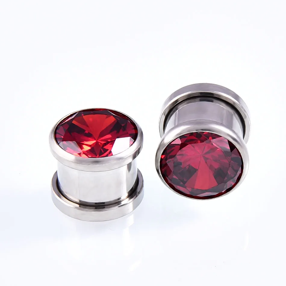 Hot Sale Crystal Zircon Flesh Tunnel Plug Screw Fit Ear Piercing Gauge Stretching Expander Jewelry Zirconia Earring Earlets