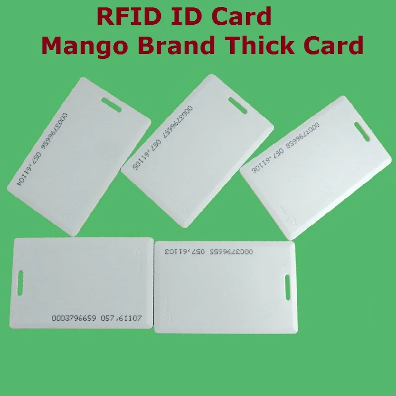 50pcs/Lot Proximity EM / ID RFID 125khz Smart Thick ID Card Mango Brand Access Control System High Quality Free Shipment