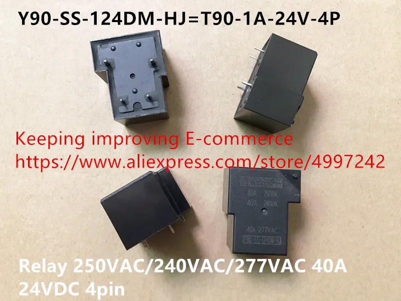 

Original new 100% Y90-SS-124DM-HJ T90-1A-24V-4P relay 40A 24VDC 4pin