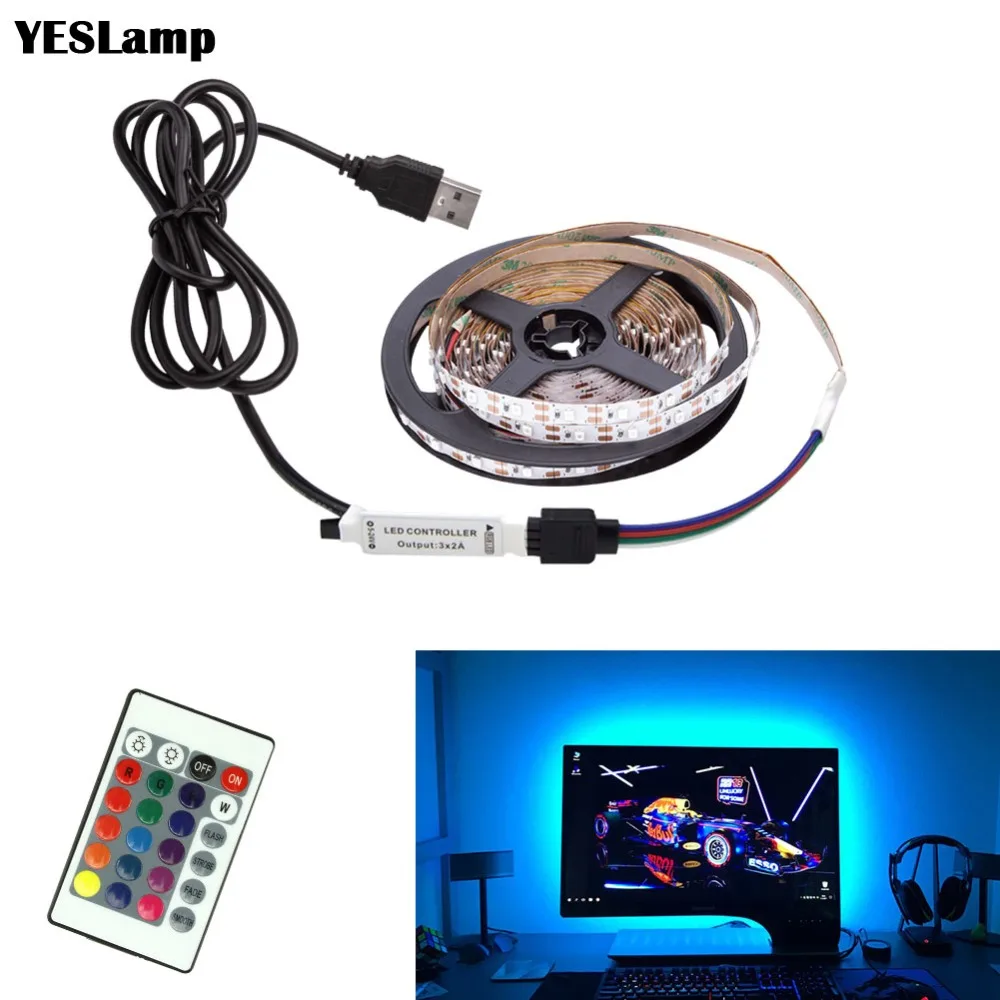 

LED Strip DC5V 3Key USB Cable Power Flexible Light Lamp 50CM 1M 2M 3M 4M 5M SMD 2835 Desk Screen Tape TV Background Lighting