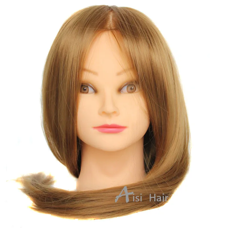 Free Shipping!! Golden Training Head With Hair Training Wig Head Mannequin Head With Wig