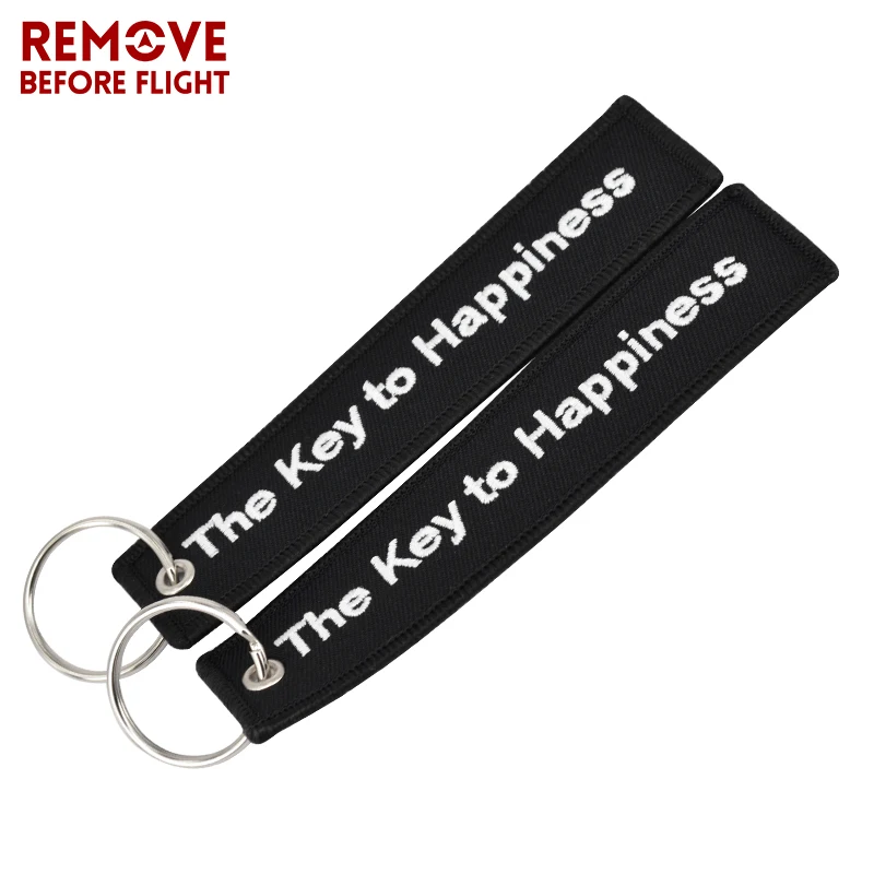 The Key to Happiness Key Chain Bijoux Keychain for Motorcycles and Cars Gifts Key Tag Embroidery Key Fobs OEM Key Ring Bijoux