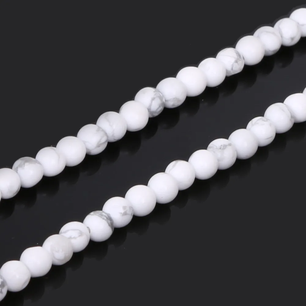 Picture 6: Pick Size 4 6 8 10mm Natural Stone Beads Blue Turquoises White Howlite Round Loose Beads For Bracelet Jewelry Making