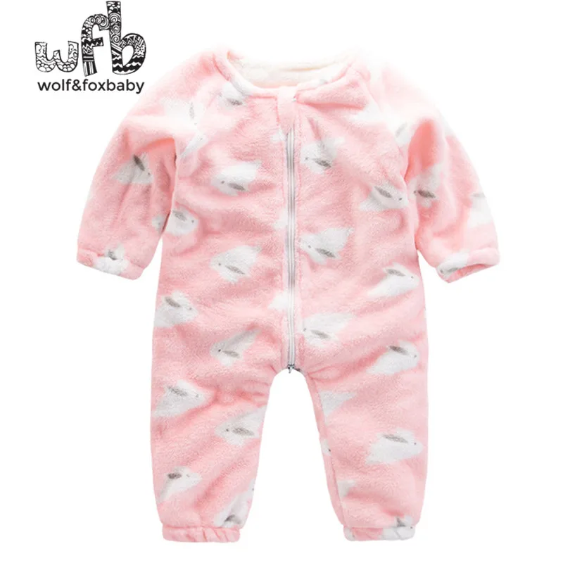 

Retail 1-4 years long-sleeved pajamas home service coral cashmere printing newborn climbing mountain winter