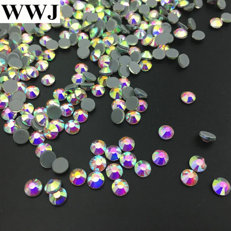 

Wholesale! 14400pcs 2880ocs Hot Fix Rhinestone Flatback Iron On Hotfix Strass Crystal AB / Clear Fine Wedding Dress Accessories