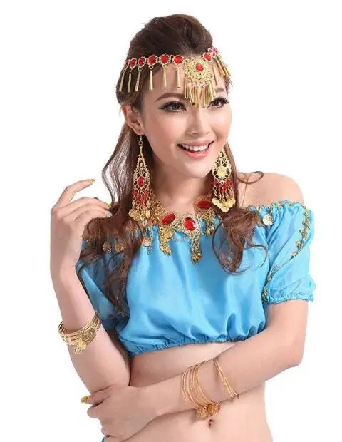 2018 New arrivals women sexy red belly dance tops sequin belly dancing top on sale