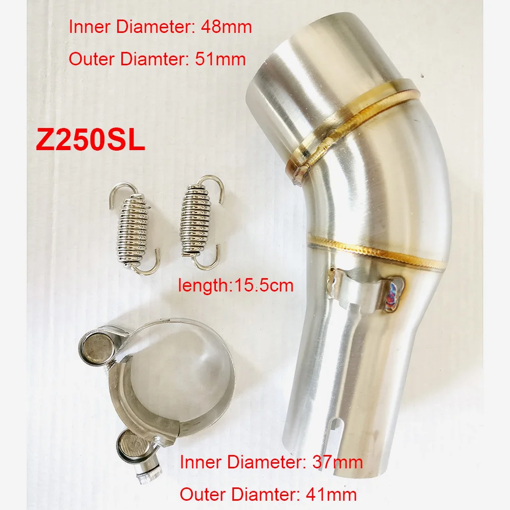 Motorcycle Exhaust middle pipe stainless steel Muffler link pipe section adapter pipe for kawasaki Ninja 250SL Z250SL Z250 SL