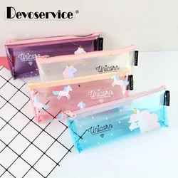 Unicorn Pencil Case Cute Transparent Pencil Bag Soft PenBox Stationery Pen Pouch Kid Gift Office School Supplies escolar