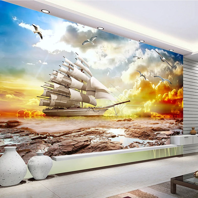 Mural 3D personalizado, papel de pared fotográfico con paisaje natural y puesta de sol moderna, fresco para sala de estar, TV, sofá, decoración de fondo, revestimiento de paredes 3D