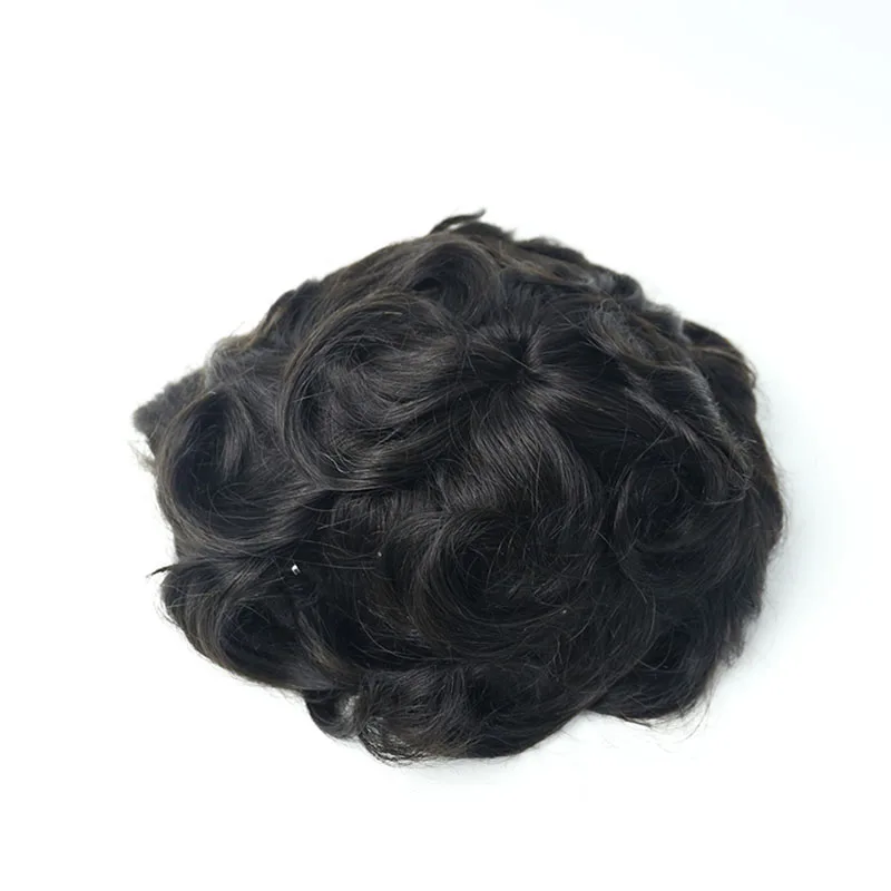 ผม Toupee ธรรมชาติดู Mono ระบบ 100% ยุโรป Hair Toupee PU เปลี่ยนระบบ 1 # สี VenVee Remy ผม